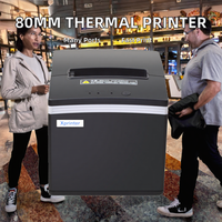 Printer Penerimaan Termal POS 80mm Pemotong Otomatis USB LAN Serial Mesin Pencetak Tiket Kasir