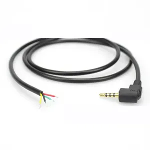 Kabel Audio Sudut Kanan 2.5Mm 3.5Mm 4 Tiang Mono TRS TRRS Steker Stereo 3 Kutub 4 Tiang Jack Kabel Aux Audio