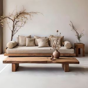 Sofá de Tres Plazas de Madera Maciza para Sala de Estar, Diseño Pastoral con Armazón Natural, Estilo <span class=keywords><strong>Casual</strong></span> y Suave, Origen China - Product Image 2