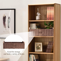Panier de rangement en osier tressé, bac rectangulaire avec poignée en bois, imitation rotin, fait main, décoratif, pour comptoir, papier toilette