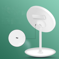 Miroir de beauté cosmétique rond en verre éclairé par LED avec logo personnalisable en couleur unique, boîtier en plastique, grossissement 1x, Ms.Miau