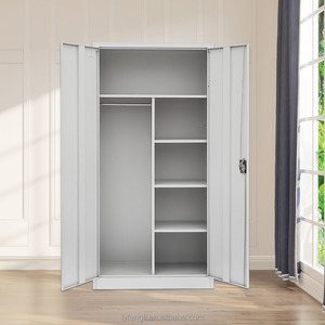 Multi-Function 2-Door Steel <strong>File</strong> <strong>Cabinet</strong> with Shelves and Hanger Rod for Office Kitchen School Hotel or Basement Storage - Product Image 6