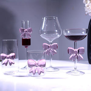 Ventes directes du fabricant Ins Creative Pink Bow Juice Grape Glass Cup Cute Light Luxury Fairy Glass Wine Goblet Cup - Product Image 4