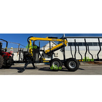 Machine agricole hydraulique pour scierie avec certification CE TUV, grappin à bois de 7,8 m avec remorque à grumes haute capacité de 12 à 14 tonnes