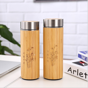 2025 Bouteille <span class=keywords><strong>Thermos</strong></span> en Bambou de Haute Qualité 450ml/ 500ml, Écologique, Gravée au Laser, Gourd Gourde en <span class=keywords><strong>Bois</strong></span> - Product Image 2