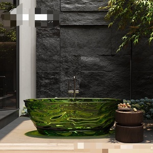 Bañera de resina transparente Cristal de color Hogar Independiente Pequeño Plano Fino Borde Ganso Círculo Bañera - Product Image 1