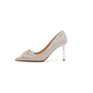 Chaussures de demoiselle d'honneur pour robe de mariée, chaussures de demoiselle d'honneur à talons hauts en cristal français, chaussures élégantes pour femmes - Product Image 1
