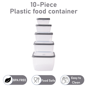 10 Pcs Plastic Food Storage Containers Set, Airtight <strong>Snap</strong> Lid <strong>Kitchen</strong> Pantry Organization Jars for Cereal Dry Food BPA Free - Product Image 1