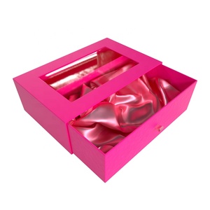 Sang Trọng Tùy Chỉnh Các Tông Tóc Giả Hộp Ngăn Kéo Với Satin Chèn PVC Cửa Sổ Với Pha Lê Xử Lý Đối Với Quà Tặng Đồ Trang Sức Mỹ Phẩm Bao Bì - Product Image 3