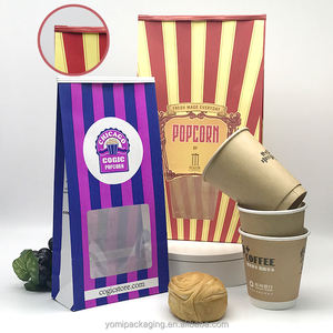 Custom Print Logo Food Grade Biodegradable French Fries Candy Bread Chips Popcorn Packaging Pape Popcorn Bag