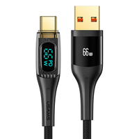 Kabel Pengisi Daya USB C Kuat USAMS Layar LED 1.2M 2M 20W PD Tipe-C Pengisi Daya Cepat Kabel Data untuk iPhone