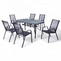 Chaises empilables modernes bon marché en métal, en acier, en fer, textilener Teslin ensembles de jardin chaise de restaurant en métal avec bras