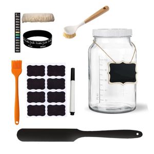 Kit de démarrage de levain en verre avec couvercle en tissu respirant pour la cuisson du pain - Offre Spéciale - Product Image 3