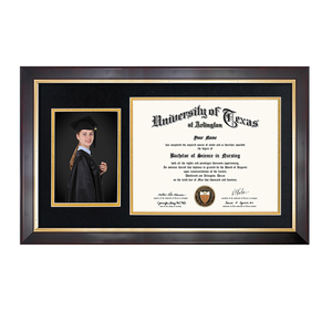 Mondon hiện đại Retro rắn gỗ Wall Mount Cổ điển vàng TRIM đôi mờ giấy chứng nhận tốt nghiệp bằng tốt nghiệp khung ảnh - Product Image 4