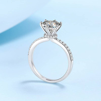 Bague en Moissanite 2 carats pour femme, en argent sterling 925 plaqué or blanc 18 carats, avec pierre précieuse étincelante, idéale pour les soirées