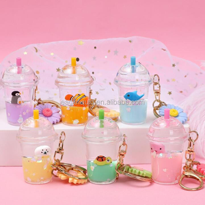 Gran Promoción Llavero <span class=keywords><strong>de</strong></span> Acrílico con Líquido Flotante <span class=keywords><strong>de</strong></span> Burbujas, Diseño <span class=keywords><strong>de</strong></span> Osito y Taza <span class=keywords><strong>de</strong></span> Té con Leche, Artesanal - Product Image 4