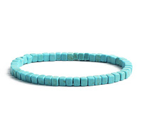 Bracelet extensible tendance chic en perles rondes turquoise, style plage estival, avec perles disques imitation pierre bleue