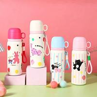 Botella de Agua con Aislamiento al Vacío de Dibujos Animados para Niños de 550 ml, Acero Inoxidable 316, a Prueba de Fugas, con Cordón de Mano, Termo, Impresión de Logotipo Personalizado
