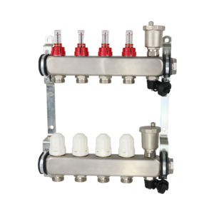 Collecteur de chaleur rayonnante moderne à 6 boucles en acier inoxydable, <span class=keywords><strong>débitmètre</strong></span>, systèmes de chauffage par le sol hydronique pour appartement, cuisine, salle de bain - Product Image 2