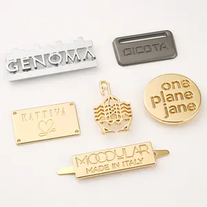 Design Nickel Cut Out Letters Logo Metal Clothing Labels Hollow Engraving Metal Logo Plate Tags Gold Metal Labels for Bags