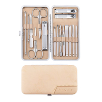 Kit de manucure et pédicure en acier inoxydable, 16 pièces/ensemble, outils de soin des ongles portables pour les voyages, avec étui en cuir