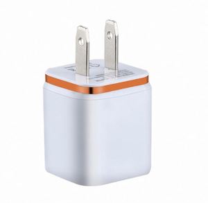 อะแดปเตอร์แปลงไฟแบบชุบทองทรงสี่เหลี่ยม ชาร์จเร็ว 2 พอร์ต USB 5V 2.1A 1A ขอบสี สำหรับแผ่นชาร์จไฟฟ้า - Product Image 5