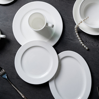 Assiettes en porcelaine blanche ensemble de vaisselle grandes assiettes plates assiette à dîner 11 pouces pour banquet horeca