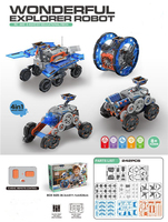 Juguete Educativo STEAM, Kit de Coche Robótico Inteligente 4 en 1, DIY 4WD, Robot de Programación Inteligente con Control Remoto para Niños
