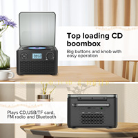 Lecteur CD rétro avec entrée USB et télécommande avec écran, sortie 3W, cadeau idéal pour la maison, haut-parleur sans fil et radio FM portable