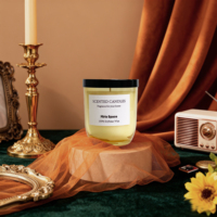 Bougie parfumée de luxe en cire de soja avec couvercle en verre et logo personnalisé, vente en gros de décorations pour la maison