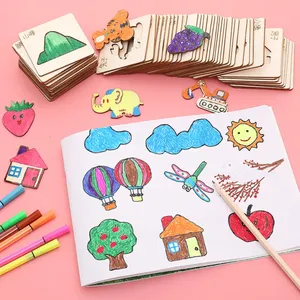 20 pezzi modello di pittura a forma di cartone animato <span class=keywords><strong>Montessori</strong></span> giocattoli da disegno per bambini in legno con stencil per l'apprendimento educativo per bambini regalo - Product Image 3