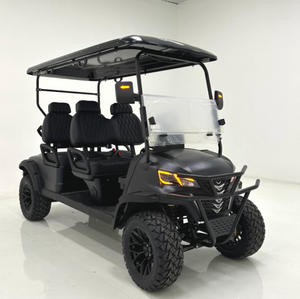 Voiturette de golf électrique 4 places, batterie lithium 72V, double moteur, style moderne, roues tout-terrain noires - Product Image 1