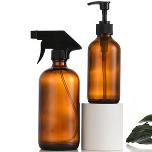 Số lượng lớn 16 oz 480ml 500ml hổ phách thủy tinh Boston chai tròn với kích hoạt Phun - Product Image 6