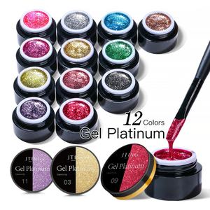 JTING Nuevo Gel de Uñas UV LED de 12 Colores, Gel Brillante con Destellos Platino, Pintura en Gel, OEM ODM, Marca Privada - Product Image 1