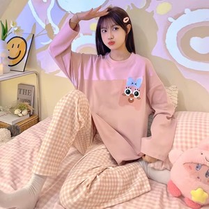 Pigiama da Donna Primaverile e Autunnale Stile Coreano, Nuovo Modello <span class=keywords><strong>Taglie</strong></span> <span class=keywords><strong>Grandi</strong></span>, Abbigliamento da Casa con Simpatici Cartoni Animati, Set Pigiama Autunnale - Product Image 5