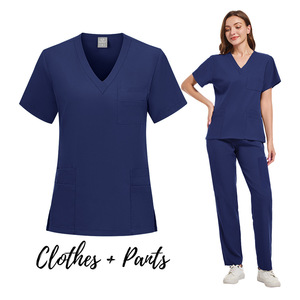 Women's Scrub Uniform Set V-Neck Top And Pants Moisture Wicking Lightweight Workwear For Hospital Nursing Split Set - Product Image 5