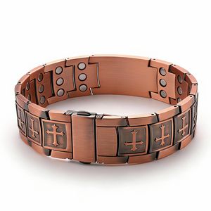 फैशनेबल जैव ऊर्जा तीन-पंक्ति चुंबकीय चिकित्सा समायोज्य यूनिसेक्स क्रॉस ब्रेसलेट के साथ काले जस्ता - Product Image 4