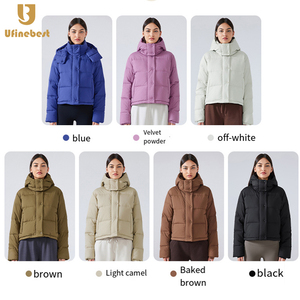 Giacca in <span class=keywords><strong>piumino</strong></span> caldo con collo in piedi gonna anteriore doppia giacca da donna Casual All-in-one con cappuccio impermeabile antivento - Product Image 2