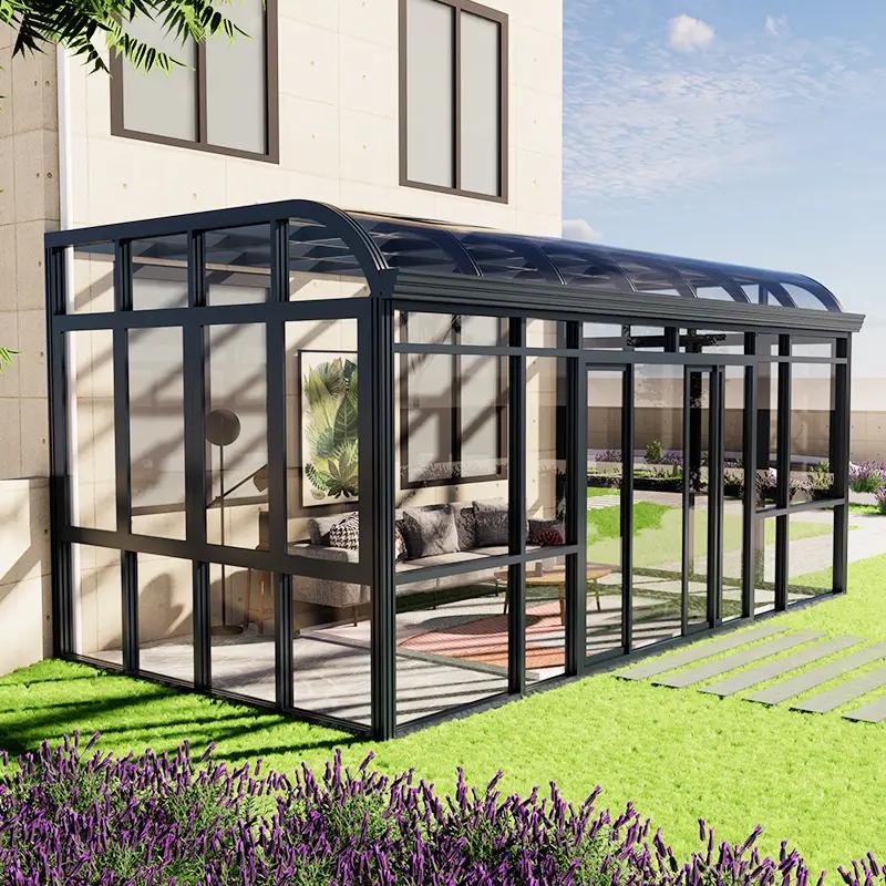 Luxe Serre Gelaagd Glas Prefab Huis Serre Tuin Veranda Villa Living Draagbare Aluminium Glazen Serre Serre