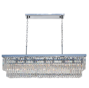 Vidro Cristal Franja Lustre retangular Quadro <span class=keywords><strong>Chrome</strong></span> Lustre retangular cristal claro - Product Image 1