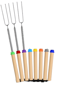 Stainless Steel Antique Style <b>BBQ</b> Kabob Skewers with Wooden Handle Metal <b>Tool</b> - Product Image 1