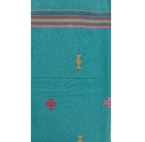Sari Bhujodi en coton vert paon, tissé à la main, design ethnique traditionnel, sari élégant pour mariage, fête ou occasion spéciale - Product Image 1