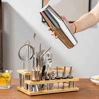 Accessoires de service pour cocktails, ensemble d'outils de barman, kit de barman, ensemble de shakers à cocktails avec support