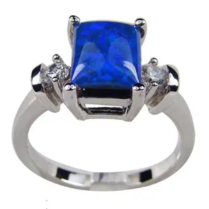 Prix de gros Par Gramme Mexicain Bleu Opale Anneau de Pierres Précieuses 925 En Argent Sterling Opale Pierre Prix Mode Femme Bague DR03010684R