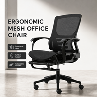 Chaise de bureau pivotante ergonomique moderne entièrement en maille, pliable, réglable en hauteur, avec siège rembourré et dossier solide, pour la maison et le bureau