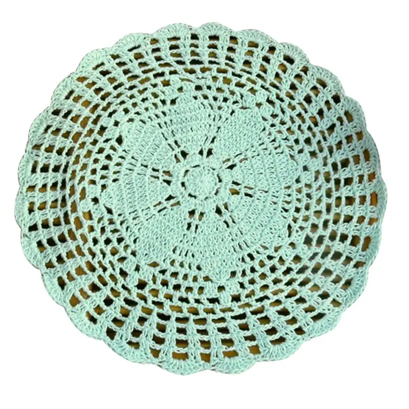 Hand-crocheted Hollowed out Round Dream catcher lace mesh flower Desktop insulation decorative mat