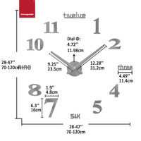 Jam Dinding Akrilik 3D Tanpa Bingkai Modern, Tampilan Angka Besar, Stiker Dekoratif untuk Ruang Tamu, Dekorasi Rumah