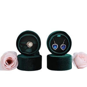Wholesale <b>pink</b> Velvet Jewelry <b>Box</b> Packaging Round Jewelry Velvet <b>Box</b> Ring Pendant case Necklace Jewelry <b>Gift</b> <b>Box</b> with Ribbon - Product Image 2