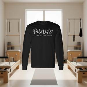 Pilates Is My Happy Hour T-shirt à manches longues noir unisexe taille adulte M L XL XXL - Product Image 3