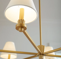 Lampe suspendue LED en laiton et tissu, style nordique simple américain, pour salon, chambre à coucher, décoration intérieure, lustre de plafond